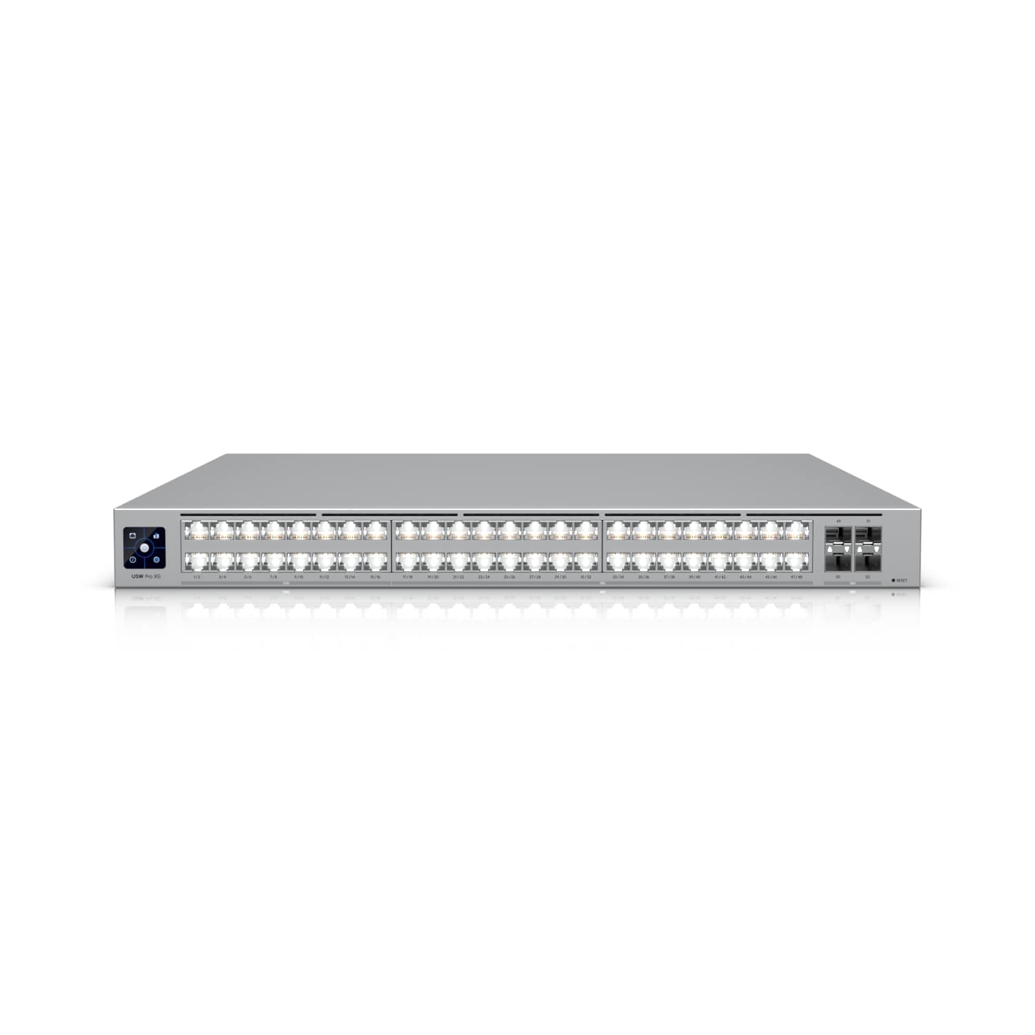 Ubiquiti Pro XG 48, Professional-grade, 48-port Layer 3 Etherlighting Switch, (32) 10 GbE, (16) 2.5 GbE, (4) 25G SFP28 Ports, DC Power Backup Ready Ubiquiti Pro XG 48, Professional-grade, 48-port Layer 3 Etherlighting Switch, (32) 10 GbE, (16) 2.5 GbE, (4) 25G SFP28 Ports, DC Power Backup Ready